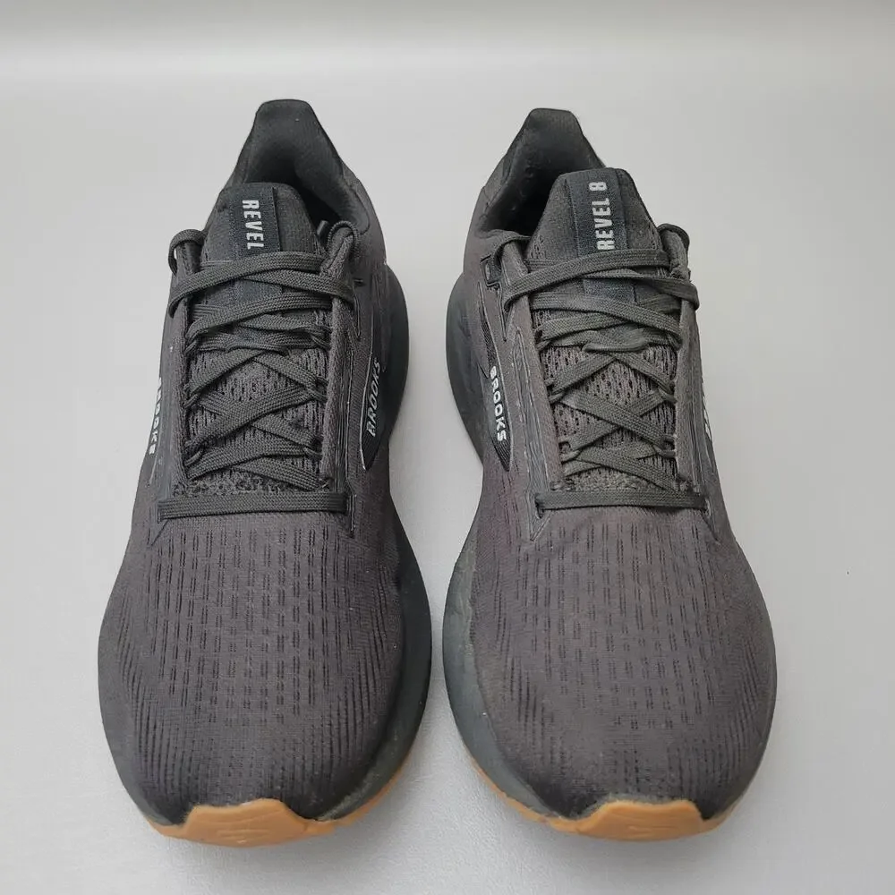 Brooks Womens Revel 8 Running Sneaker Shoes Triple Black Rubber Gum Bottom 8.5